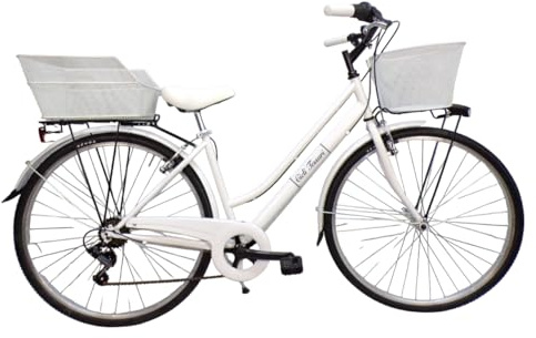 Cicli Tessari - bicicletta donna bici da passeggio city bike 28 cambio 6 velocita' con cesto anteriore e posteriore