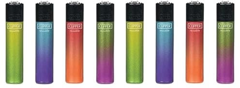 Clipper Pack de 8 Mecheros Encendedores Liso CP11RH Crystal Gradient