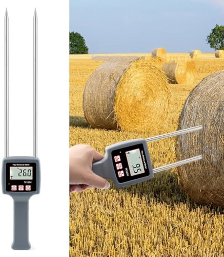 Humidimètre portable pour le foin, numérique pour bois, type broche avec écran LCD rétroéclairé pour céréales, paille, son