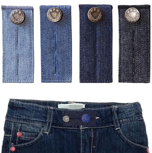 XPEX 4 Stück Hosenbunderweiterung, Verstellbare Jeansknöpfe, Button Pins Jeans Mit Nieten, Diy Jeansknopf Zur Reparatur Von Jeans, Hose