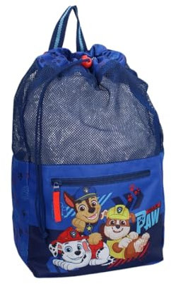 mybagstory - Bolsa de deporte para niño, diseño de patrulla azul, para niños, escuela y guardería, para niños, talla 40 cm, correas ajustables, cuerda para regalo, Patrulla Canina - Azul, enfant