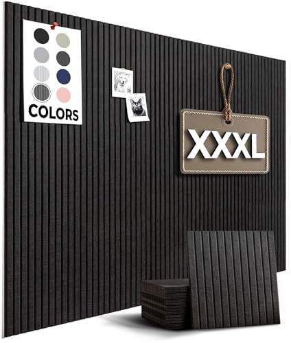 WALLHERO Large Bulletin Board, Tack Board, 59x36 | 15 Pack | Wall Pin Board, Cork Board Alternative for Walls, Tablero de Corcho para Pared, Cord Board for Wall (Black Slats)
