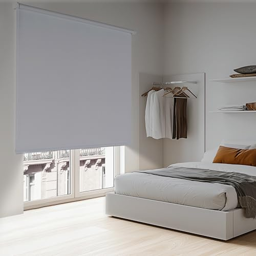 Tende a rullo per interni oscuranti per finestre e porte Tenda avvolgibile blackout isolante termica Installazione facile a parete o soffitto STORESDECO Bianco 120x180 cm Larghezza tessuto 116,5 cm