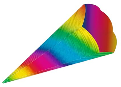 Ursus 9740099F - Schultüten 3D uni, regenbogen, Rohlinge aus 3D Colorwellpappe 260 g/m², 6-eckig, 5 Stück, Höhe ca. 41 cm, Durchmesser ca. 15 cm, zum Basteln einer individuellen Schultüte