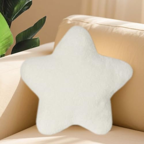 Cojín con forma de estrella, cojín decorativo para sofá y habitación (blanco, 30 cm)
