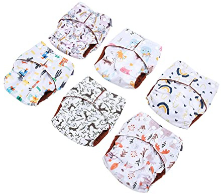 Jeffergarden 6 Pañales de Tela para bebé de Tamaño Ajustable, Buena Absorción, Uso Cómodo, Pañales de Tela Reutilizables Lavables con Múltiples Botones a Presión, Adecuados para 6, 33, 1 Libras