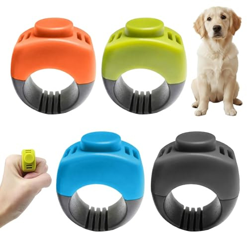 MCTNCT Confezione 4 Clicker per Dita per Cani (19mm/21mm), Pratico Clicker per Addestramento Cane Clicker Cat Clicker Dog per Addestramento di Cani, Gatti E Cavalli, Addestramento al Richiamo
