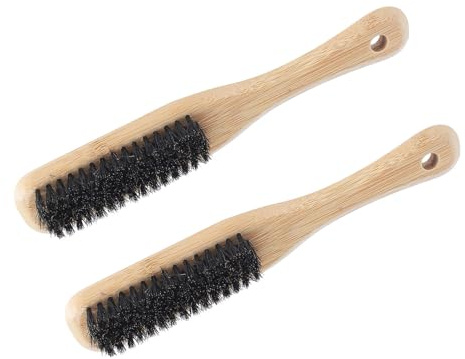 Dioche Cepillo para Barba con de bambú, Cepillo para Bigote, Paquete de 2, Herramienta de Peinado Profesional para Hombres, Uso de Peluquero, Simulación de Pelo de Animal de bambú