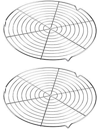 Wandefol 2 Pcs Grille Ronde à gâteaux, Grille de Refroidissement Ronde en Acier Inoxydable pour Pâtisserie Café Restaurant, 32 x 32 x 3 cm