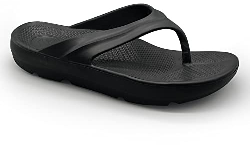 Pure Stride Chanclas terapéuticas, sandalias ortopédicas para fascitis plantar, metatarsiano y talón, alivio del dolor de pies y soporte de arco, color negro, talla 11 para hombre