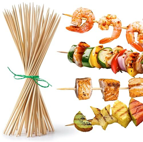 wisefood Bambusspieße, 200 (1x200) Stück Fingerfood Spieße 20cm, Partypicker, Obstspieß, Bio Golfspieße/Bambus Cocktail Picks für Grillgut, Cocktails, Burger, Antipasti