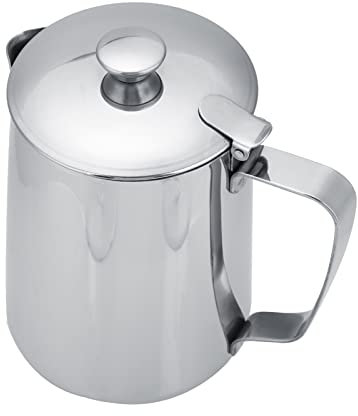 Cruche Lait,Stainless Steel Water Pitcher With Lid,Pichet À Mousser,Tasse À Café En Acier Inoxydable,Tasse À Lait,Pichet À Café,Mousseur À Lait,Tasse Avec Couvercle Pour Café Au Lait (1000Ml)