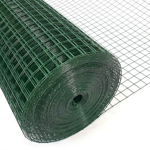 La zappa Malla soldada para valla de metal, malla cuadrada 13 x 13 mm (120 cm / 25 m, verde plastificado)