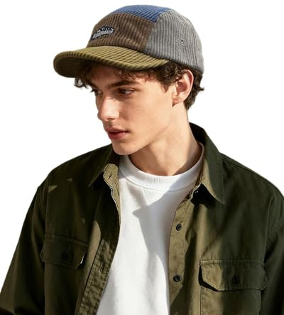 Clakllie Gorra de pana de 5 paneles de ala corta, vintage, gorra de pico corto, elegante gorra de béisbol de ala plana, gorra de béisbol urbana para patineta de calle, DOTB2-Marrón, Talla única