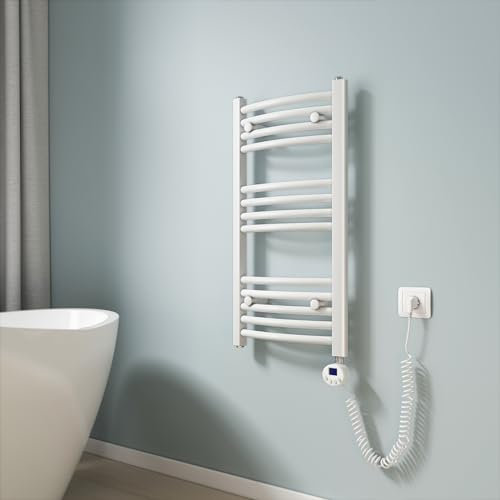 EMKE Radiador Toallero Eléctrico para Baño,75 x 40 cm, Secatoallas eléctrico con termostato, 250 vatios (Blanco),Toallero Electrico Baño