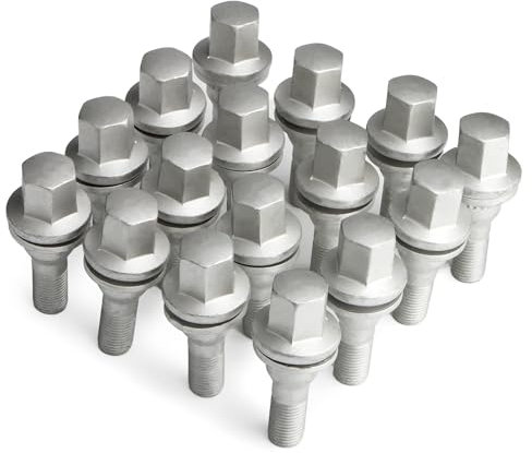 GAsupply Lot de 16 boulons de roue M12 x 1,25 avec rondelle plate, compatibles avec Citroën Peugeot, goujons de roue hexagonaux (Geomet)