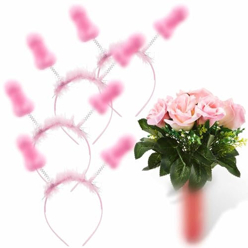 Cindeer Set di Accessori per Pene per Addio al Nubilato 25 cm Bouquet di Pene e 4 Pezzi Fascia per Pene Mazzo di Pene Cerchietto con Pene Articoli Scherzosi per Donna Uomo Addio al Nubilato