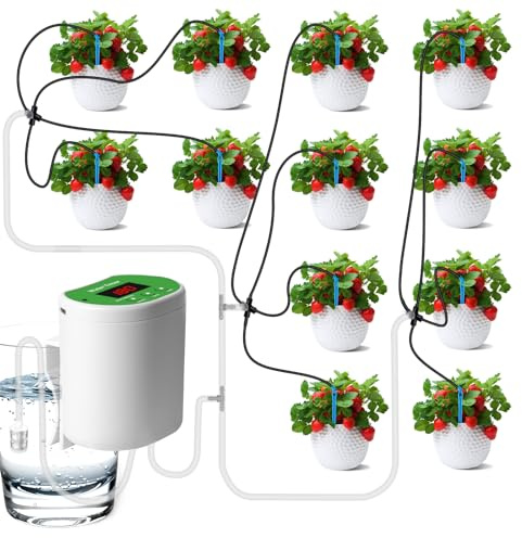 Irrigazione Automatica, 12 kit di Irrigazione a Goccia per Piante Domestiche, Display a LED e Irrigazione Automatica per USB Ricaricabile, Dispositivi di Irrigazione (Upgraded 12JH)