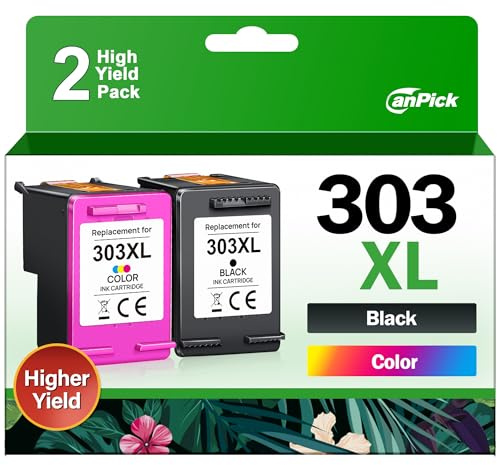 CanPick 303 XL Druckerpatronen Multipack Ersatz für HP 303 Druckerpatronen Schwarz und Farbe für HP 303XL für HP Envy Photo 6230 Patronen 7830 6232 6220 7134 6234 Tango X (Schwarz Farbe 2-Pack)