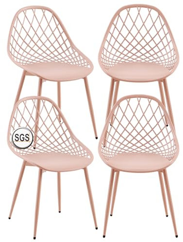 buybyroom Gartenstühle 4er Set, Loungesessel Outdoor mit Metallfüße gartenstuhl Terrassenstühle Balkon Sessel für Garten, Terrassenstühle Oder, Rauchiges Rosa