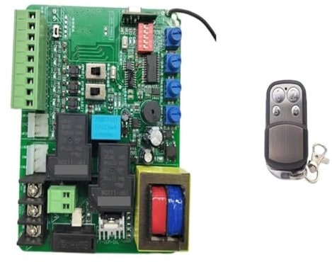 Replacement Gate Operator Logic Board, Sliding Door Garage Door Control Panel Magnetic Spring Limit Switch Available with Delay Function AC for Sliding Gate Motor and Accessories(Board 1remote)