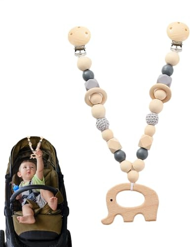Giocattolo di Pram, giocattolo con ciondolo per passeggino, catena in legno, giocattolo sensoriale, decorazione per passeggino per shopping all'aperto, viaggi e passeggiate