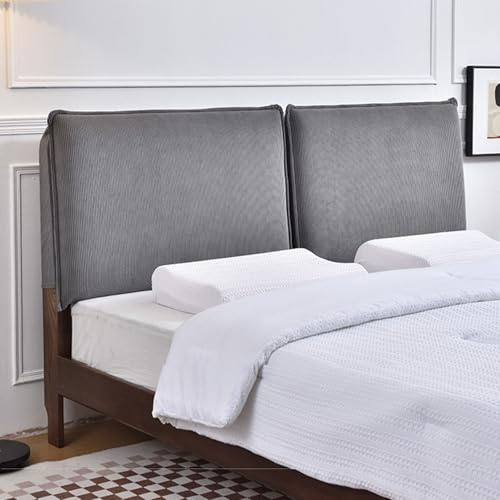 Copritestiera del letto Cuscino da lettura In Velluto A Coste, Matrimoniale Singolo Supporto Per Schiena Del Letto, Testiera A Parete Imbottito Copertura Testata(With headboard - 100x60x10cm,Gray)