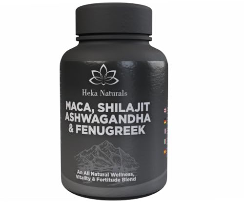 Heka Naturals Complexe Vitalité Masculine | 90 Gélules avec Ashwagandha, Maca, Fenugrec & Shilajit, Extraits Végétaux traditionnellement utilisés pour le bien‑être général et les modes de vie actifs