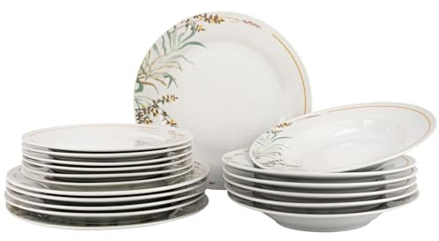 FESTA ITALIA Service Vaisselle 6 Personnes - 18 Pièces - Porcelaine - Assiettes Service de Table - Ensemble Vaisselle de Table Moderne - Assiette et Arts de la Table - Assiettes Plates