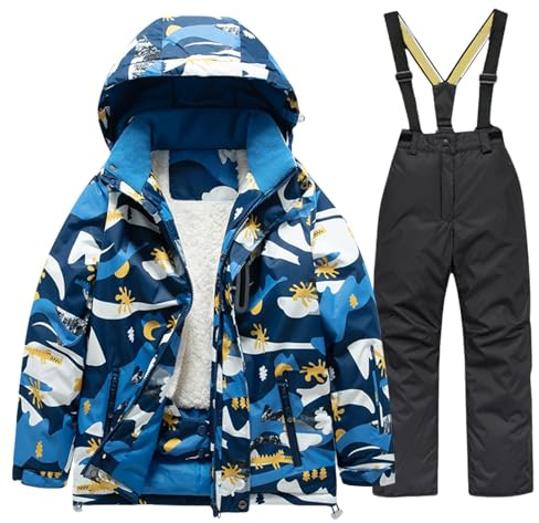 Combinaison de ski 2 pièces isolée pour garçons et filles, veste de neige à fermeture éclair, pantalon de ski pour enfants, tenue d'hiver coupe-vent et de planche à neige