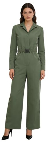 Freebily Damen Arbeitsoverall Blaumann Overall Arbeits Jumpsuit Mit Knöpfen Coverall Werkstatt Mechaniker Arbeitskleidung B_Armeegrün M