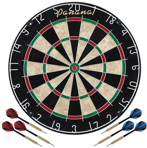 Panana Tournament Model Sisal Dart Board for Competitive Indoor Play with Staple-Free Bullseye Premium Type Self-Healing Dartboard Kit