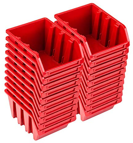 PAFEN Set 20 x Stacking Boxes NP4 Red Storage Boxes Sorting Boxes