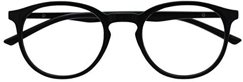 OPULIZE MET Blaulichtfilter Lesebrille für Damen Herren - Runder Brille - Blendfreie UV400-Schutz - Federscharniere - Anti-Müdigkeit - Schwarz +0.00