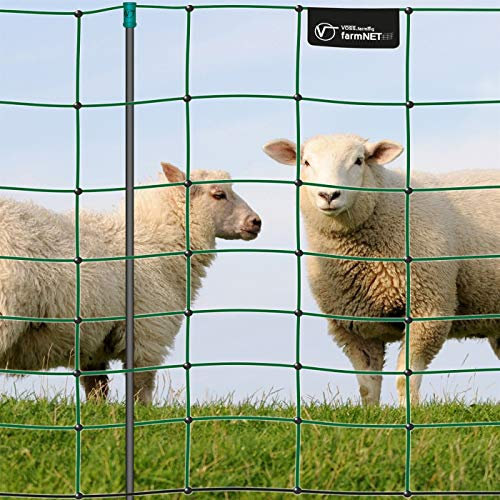 VOSS.farming Premium Elektronetz 90cm farmNET® 50m Schafzaun Ziegennetz 14 Pfähle 1 Spitze grün