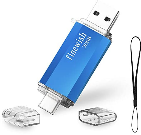 Chiavetta USB Tipo C 32 GB, 2 in 1 Type C Penna 32 giga USB C Pen Drive 32GB per PC/New MacBook/Tablet/Smartphone Huawei, Samsung, Xiaomi (Blu)