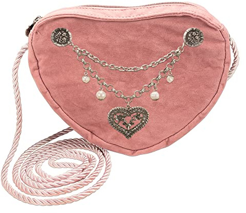 Alpenflüstern Charivari DTA065 - Borsa a tracolla da donna a forma di cuore, per Dirndl, a forma di cuore, per costume tradizionale Dirndl, Rosa-rosato