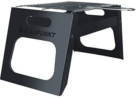 Blaupunkt GC101 - Valigetta per barbecue portatile con piedini pieghevoli, superficie griglia, 33 x 20 cm, struttura in acciaio verniciato a polvere, griglia in acciaio inox