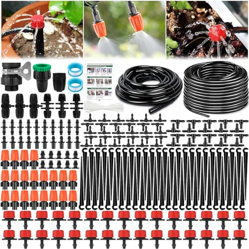 Système d'irrigation Jardin,243Pcs Micro Irrigation Goutte à Goutte Kit Arrosage Automatique,40M 4/7+5M 13/16Tuyau Goutte à Goutte pour Jardin de pelouse de Jardin de Plantes à Effet de Serre