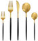 Bestdin Besteck Set 6 Personen, 30 teilig Besteck Schwarz Gold Matt, Essbesteck Set mit Messer Gabel Löffel, Hochwertiges Edelstahl Besteckset, Spülmaschinenfest