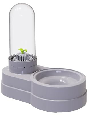 Pet Water Dispenser Station, 580ml Pet Water Feeder Automatic Water Drinking Fountain Bottle with Filter for Small Dog Puppy Cat Rabbit Small Animal (Grey)