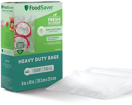 FoodSaver Heavy Duty Quart Vacuum Seal Bags, 44 Pack with 30% Extra Thickness, Compatible with All FoodSaver Appliances