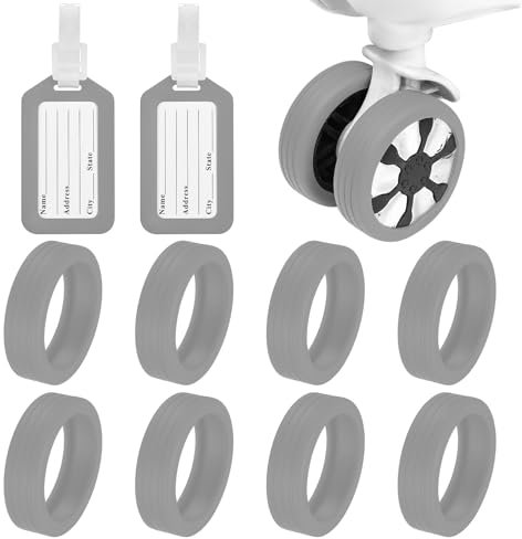 8 Stk Kofferrollen Schutz, Gepäck-Rollenschutz für Kofferschutzhülle für Gepäck Räder Hülle, Silikon-Radabdeckung, Gepäck Räder Schutz Radschutzabdeckung Wasserdichte für Gepäck Koffer - Grau