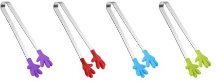 4 Pezzi mini pinza silicone ghiaccio,silicone antiscivolo pinze forma mano,per dolci barbecue buffet insalata ghiaccio