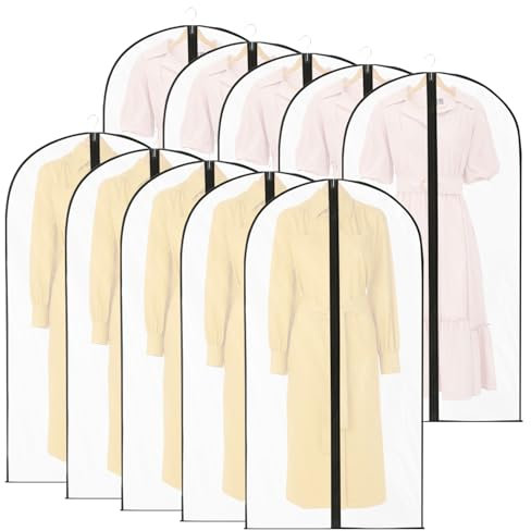 Zythrem 10 Stück Kleidersack Anzug Lange 60 * 140CM Kleidersäcke Mottensicher Transparent Mattiert kleidersäcke mit Reißverschluss Für Kleider Jacken Hemden Abendkleider Aufbewahrung Und Schutz