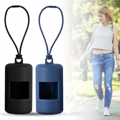 Dog Poop Bag Holder, 2 Pack Hands-Free Dog Bags Dispenser, Portable Pet Waste Poo Bag Dispenser & Leash Clip, Outdoor Dog Walking Accessory