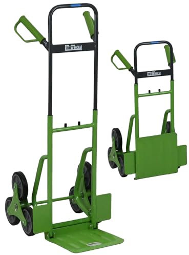 TRUTZHOLM Treppensackkarre klappbar & höhenverstellbar große Ladefläche 113 cm Höhe aus Stahl 3-Räder-System Treppensteiger für Umzug, Einkauf, Logistik platzsparend verstaubar Sackkarre