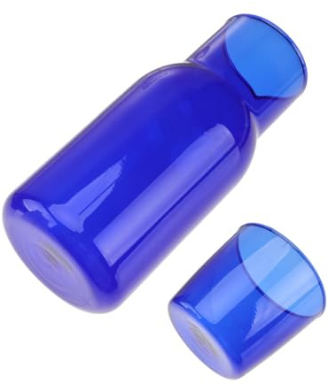 Mipcase Botella de Vidrio Azul Jarra y Taza, Juego de Cristalería para Bebidas Frías, Adecuado para Hogar y Oficina, Capacidad 1 Litro, Diseño Resistente al Calor