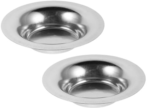 GARVALON Lot de 2 Coupelles Bougie en Acier Inoxydable, Plateau à Cire Rond Argenté, Résistant la Chaleur, Pièce de Rechange pour Parfum D’intérieur