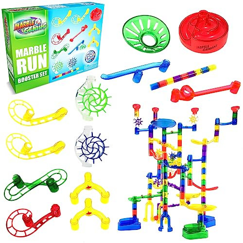 Marble Genius Marble Run Booster Set - 20 Pieces Total (Marbles Not Included), Construction Building Blocks Toys for Ages 3 and Above, with Instruction App Access, Add-On Set, Primary